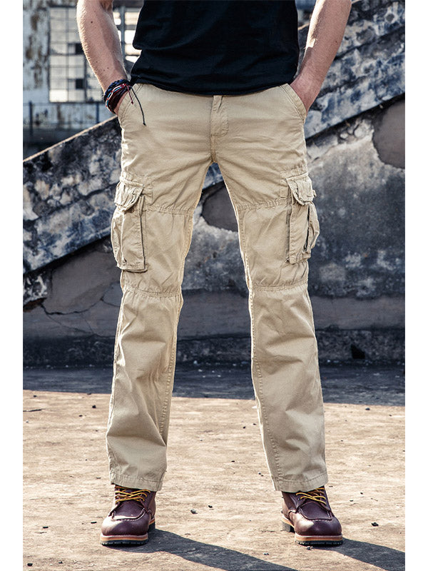 NOUVEAU RICHE Herren Baumwoll Cargo Hosen Für Outdoor Aktivitäten Mit Mehreren Taschen Atmungsaktiv Und Bequem Khaki