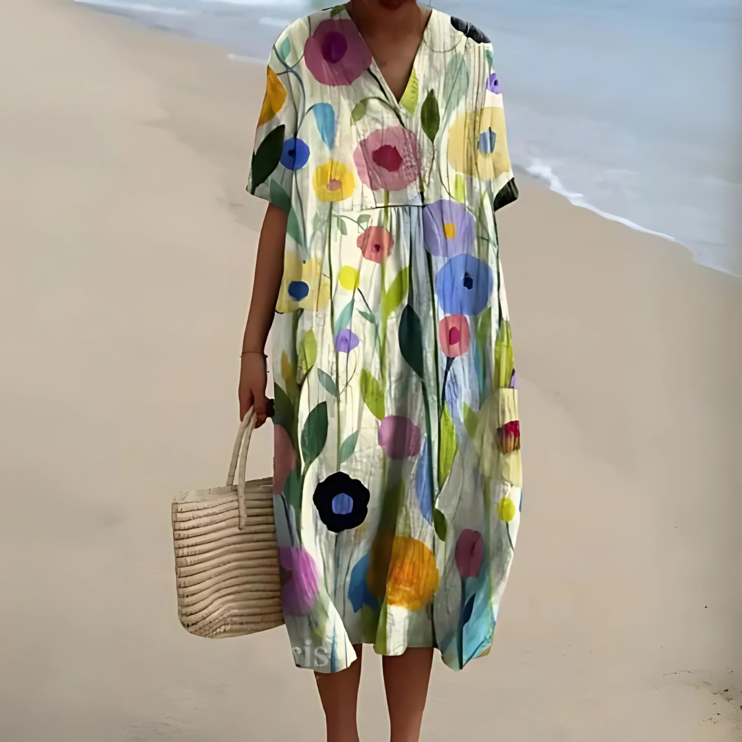 NOUVEAU RICHE Sommerkleid Blumenmuster Weit Geschnitten Leichtes Material Blume 11