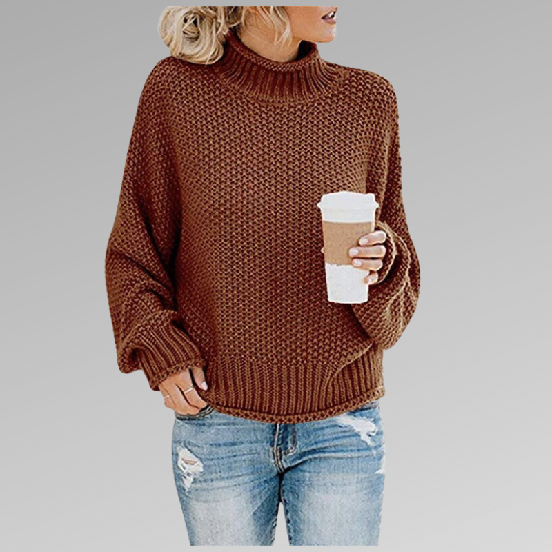 NOUVEAU RICHE Bersh | Damen Lockerer Strickpullover für den Winter Braun