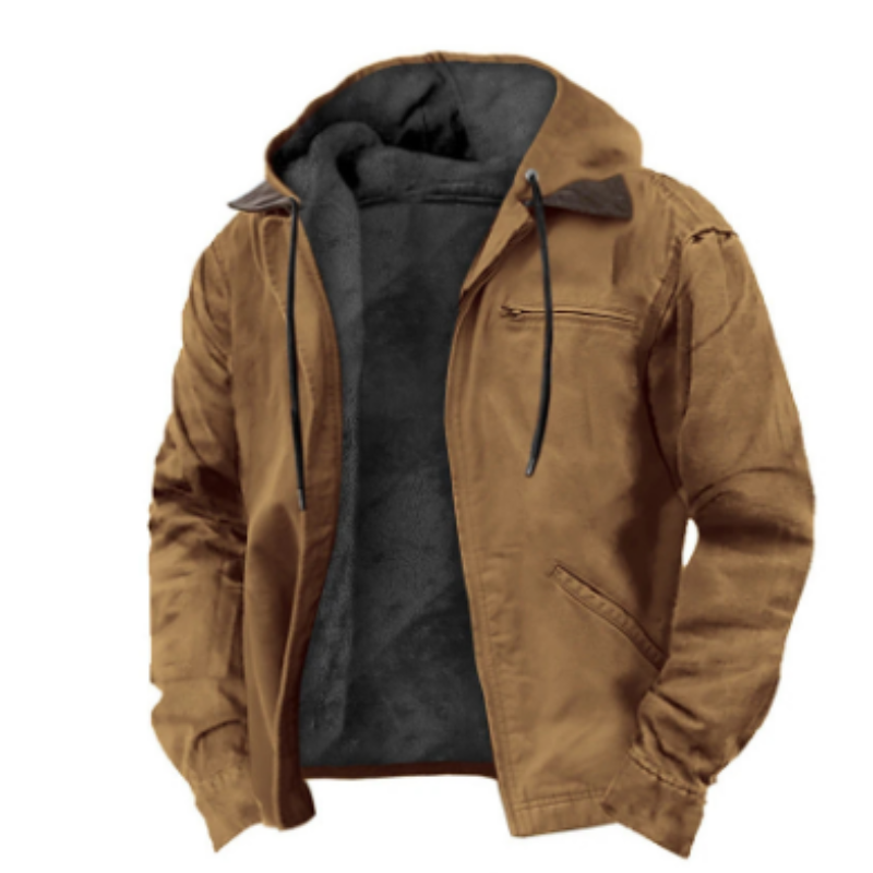 NOUVEAU RICHE Kapuzenjacke Herren Warm Winterjacke Klassisch Alltagslook Braun