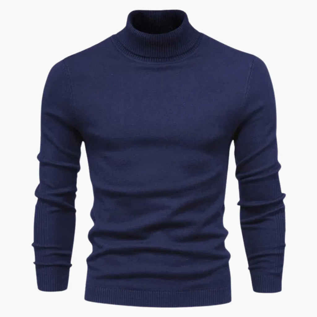 NOUVEAU RICHE Rollkragenpullover Herren Strukturmaterial Bequeme Passform Blau