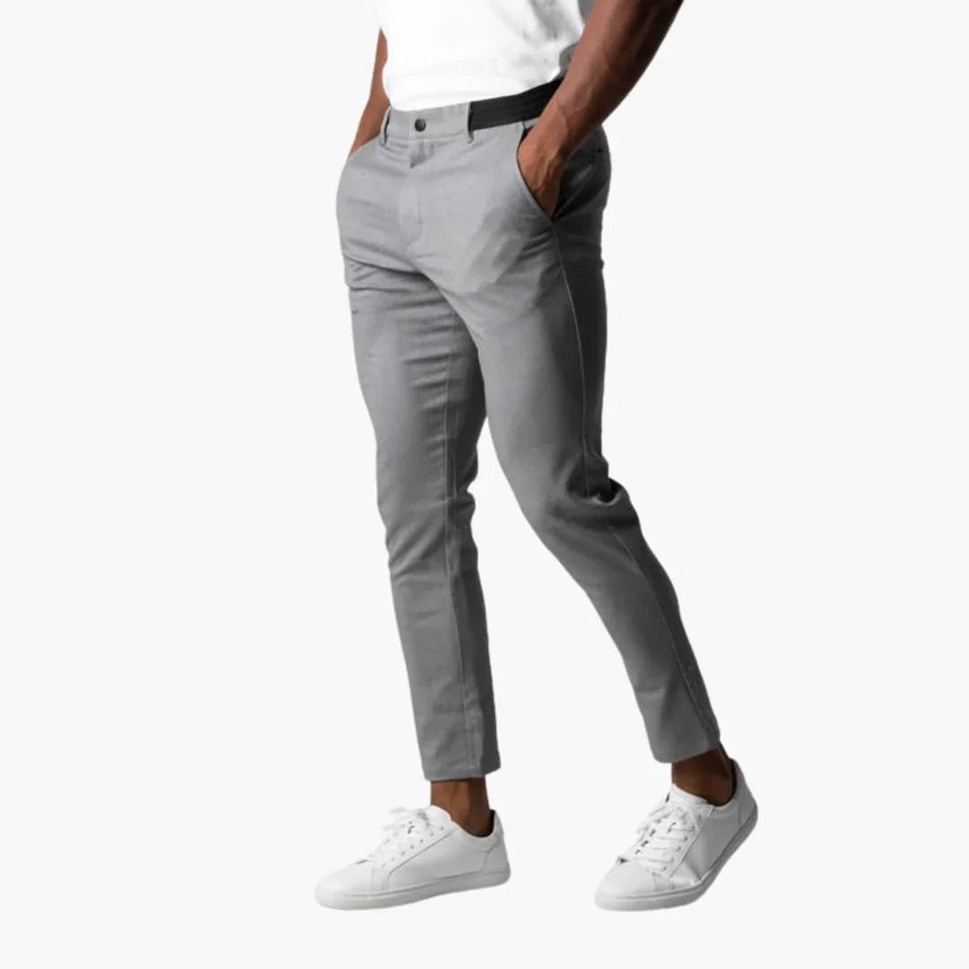 NOUVEAU RICHE Chinohose Elastisch Herren Mit Bund Gerade Beinform Grau