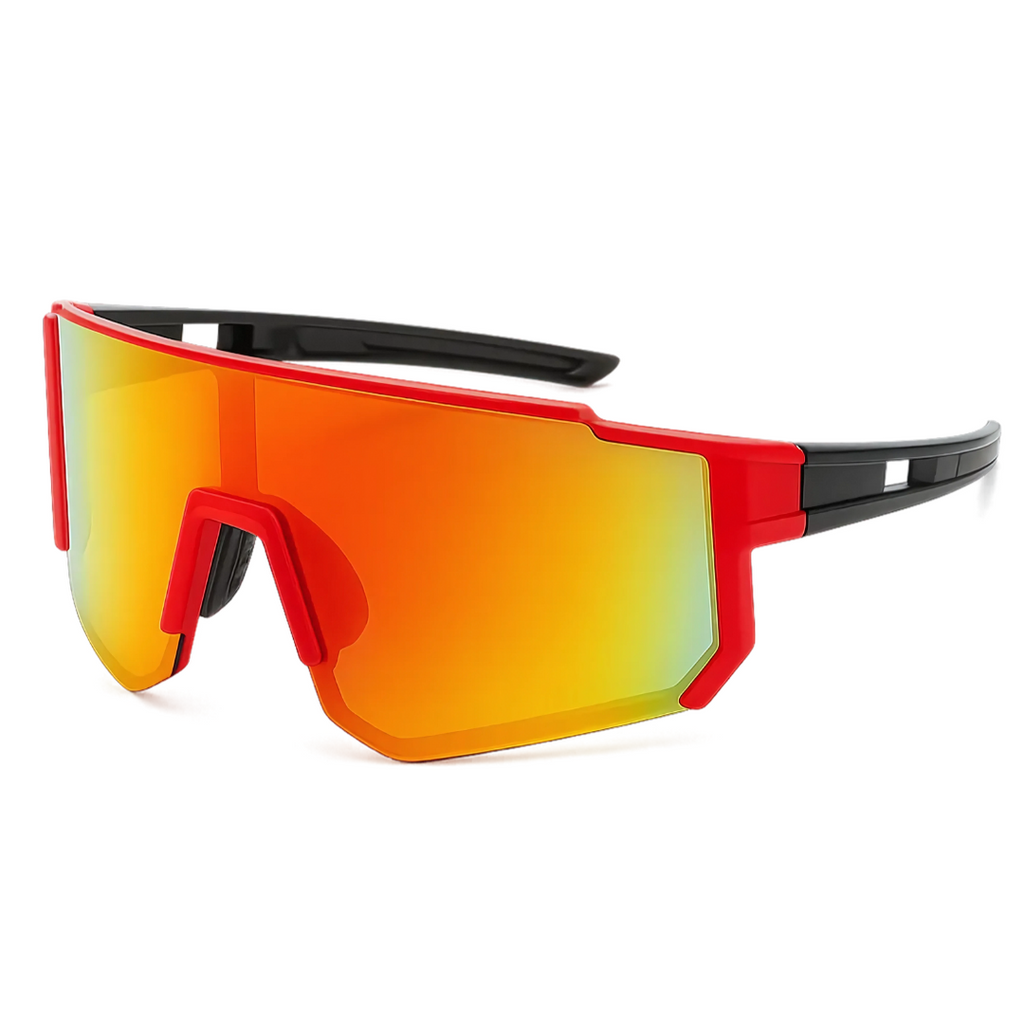 NOUVEAU RICHE Sport-Sonnenbrille Weiß Futuristisches Design Gestell Rote Nacht