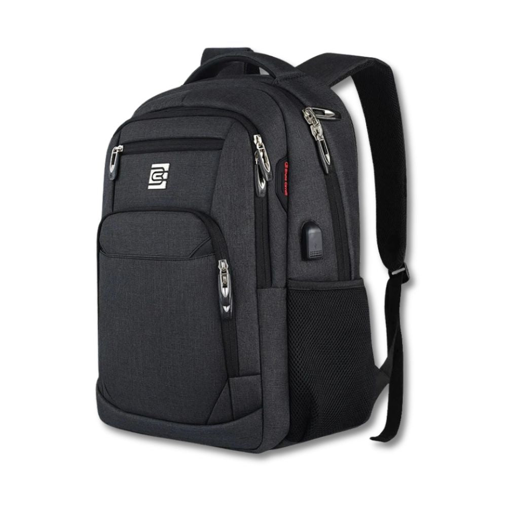 NOUVEAU RICHE Laptop Rucksack Schlank Mit USB Port Und Stil Praktisch Schwarz