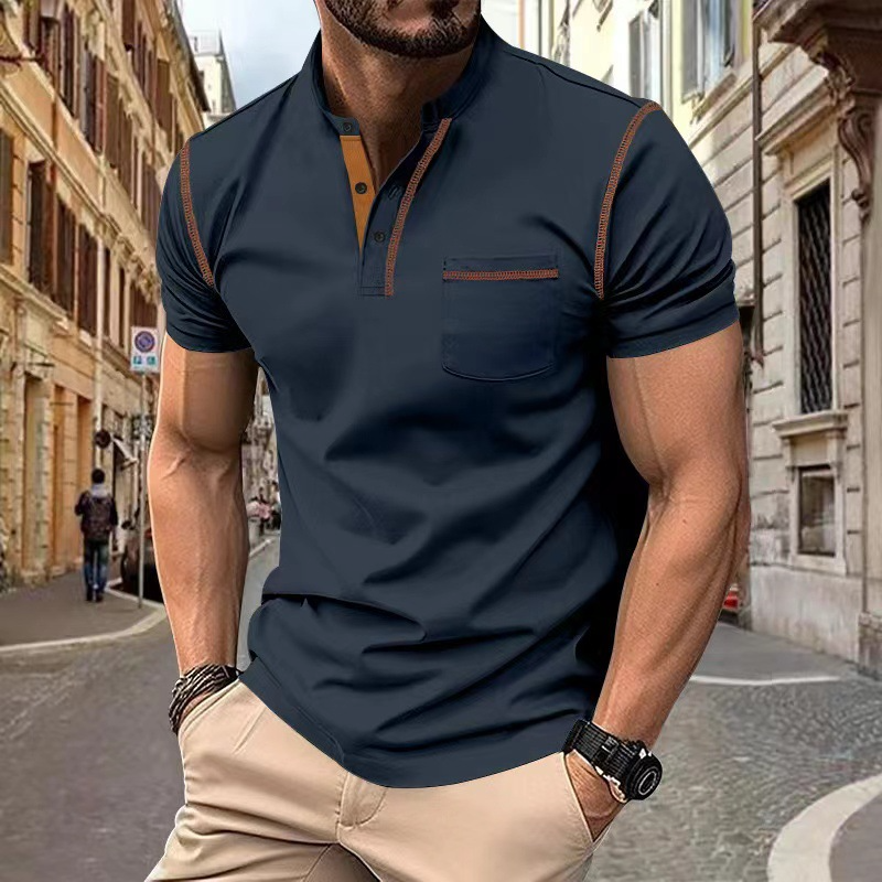 NOUVEAU RICHE Herren Polohemd Baumwolle Blau Allroundkomfort Und Freizeit Dunkelblau