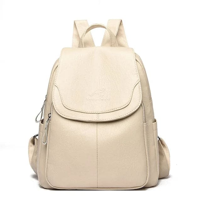 NOUVEAU RICHE Damen Leder Rucksack - Sicherer, Stilvoller, Organisierter Reisebegleiter - Backpack Beige