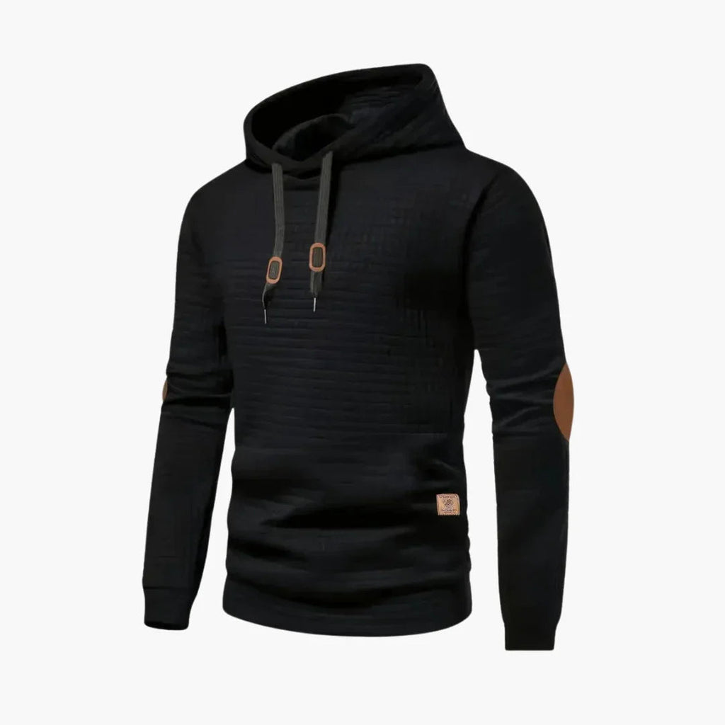 NOUVEAU RICHE Hoodie Karomuster Herren Lockerer Schnitt Kapuze Kordelzug Schwarz