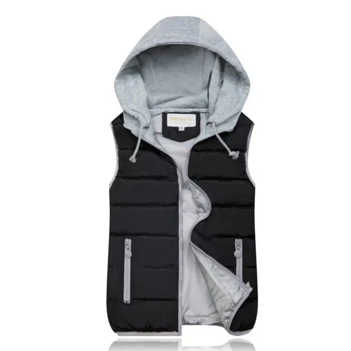 NOUVEAU RICHE Damen Weste – Bequeme Heidi-Stil Kapuzenweste für Frostige Tage Schwarz