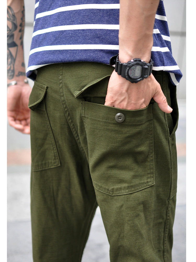 NOUVEAU RICHE Herren Gerade Casual Hosen Aus 100 Prozent Baumwolle Inspiriert Von OG-107 Fatigue Hosen Für Winterwärme Mit Satinartiger Oberseite Und Slub Garn Textur