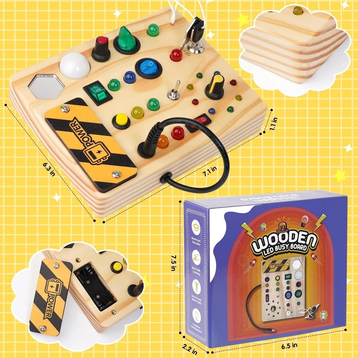 NOUVEAU RICHE montessori spielbrett fürs kleinkind mit 27 led-lichtern