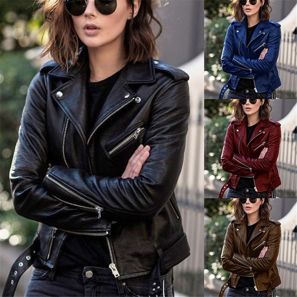 NOUVEAU RICHE Motorradjacke Kleiderschrank-Basic Outfit Biker-Stil Braun