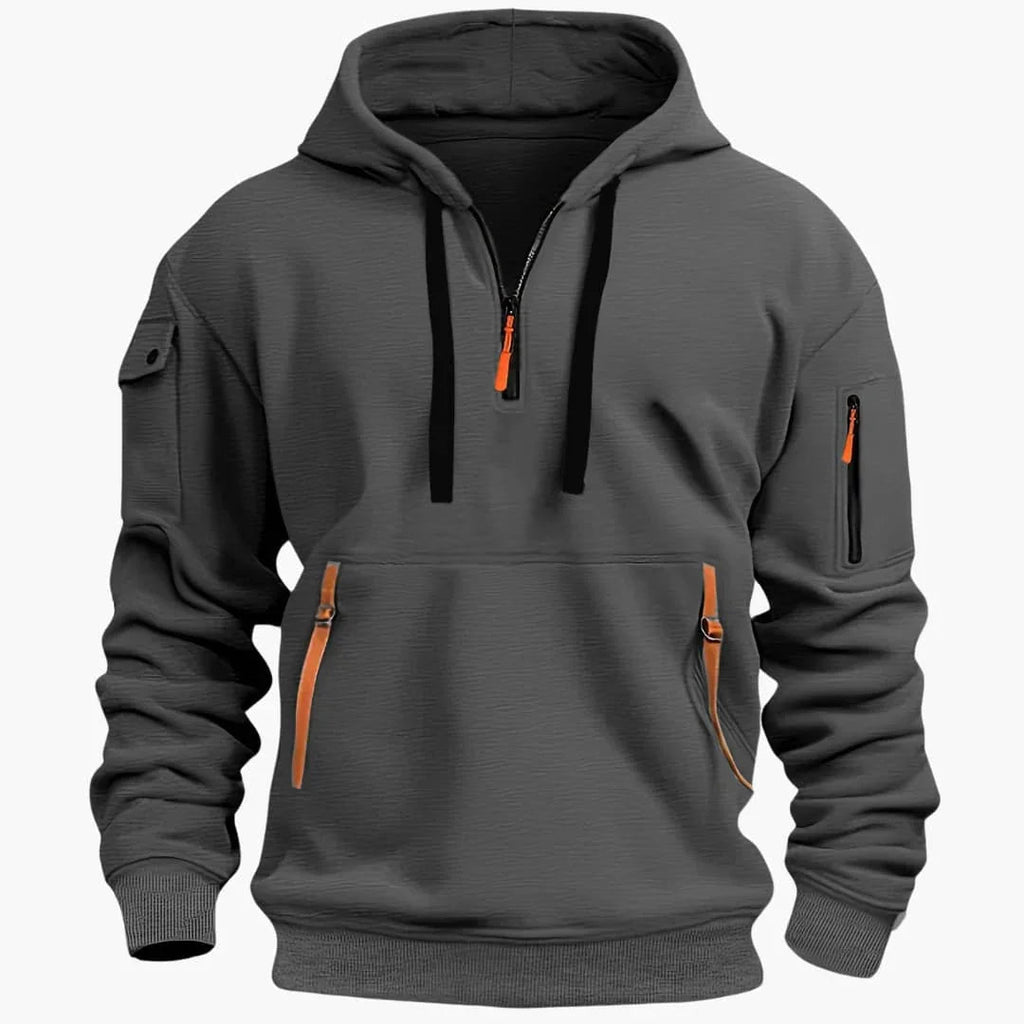 NOUVEAU RICHE Hoodie Für Herren Mit Struktur Und Vielseitige Passform Dunkelgrau