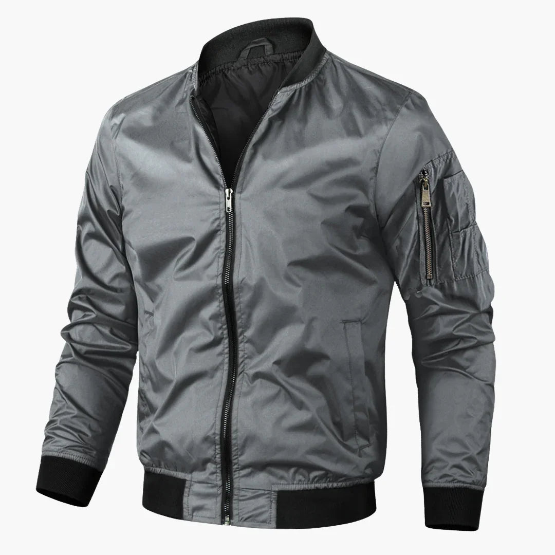 NOUVEAU RICHE Bomberjacke Herren Retro Stil Übergangsjacke Vielseitig Grau
