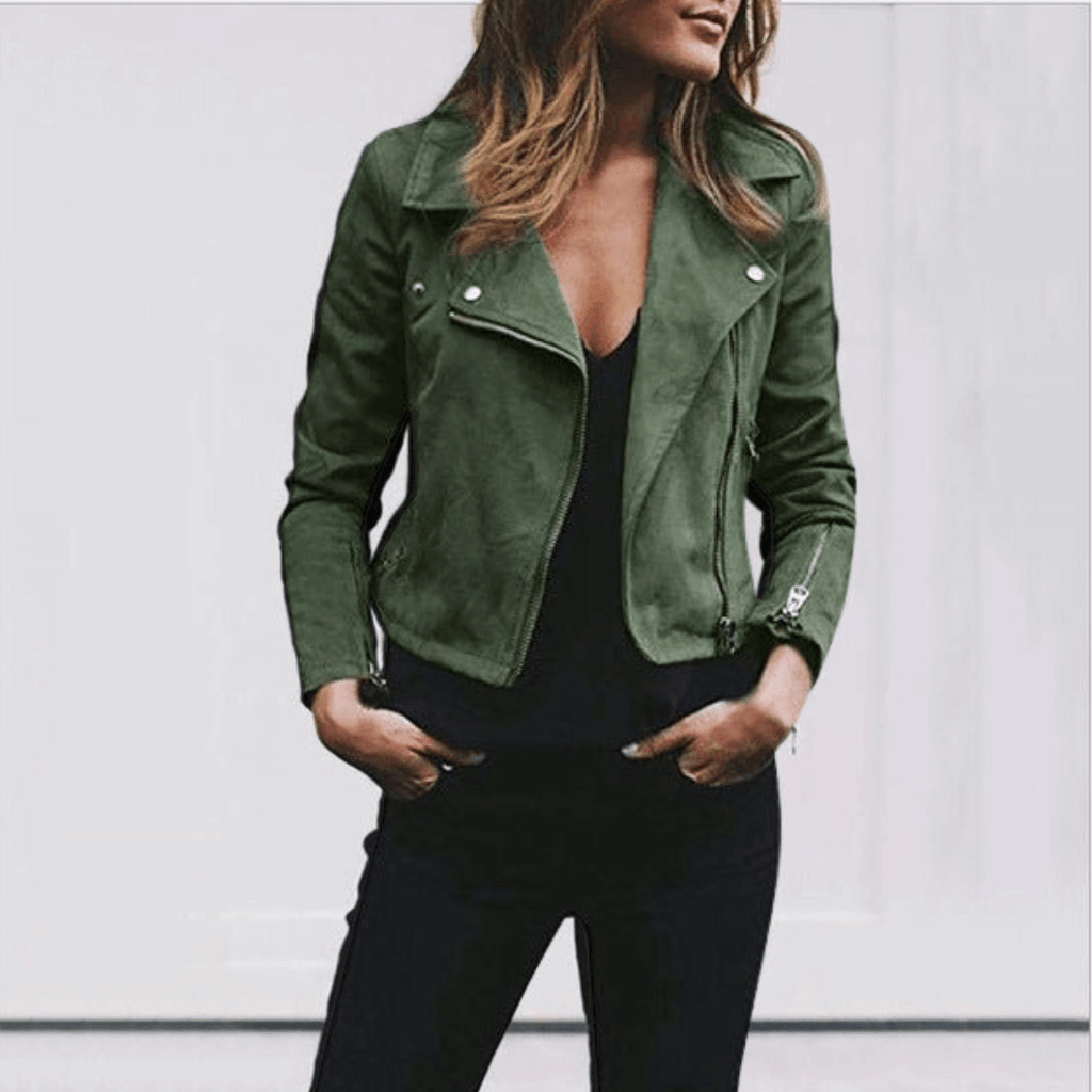 NOUVEAU RICHE Damen Freizeitjacke Kurze Warme Alltagsjacke Stilvoll Grün