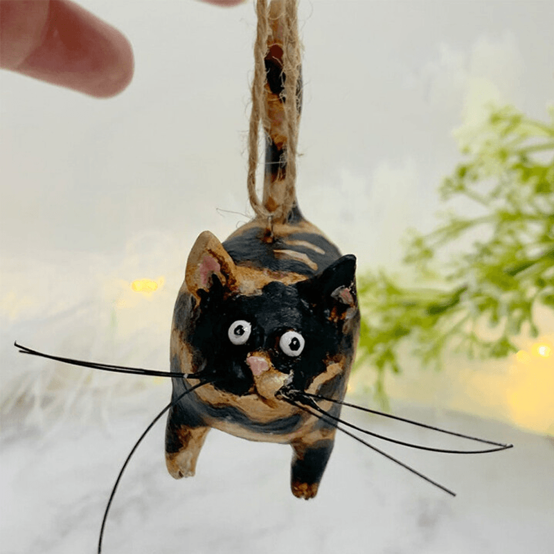 NOUVEAU RICHE Handgefertigter Katzen-Weihnachtsschmuck – Katzen Christbaumanhänger, Handbemalt, Geschenk für Katzenliebhaber – Purrfect Holiday Hangers Schildpatt