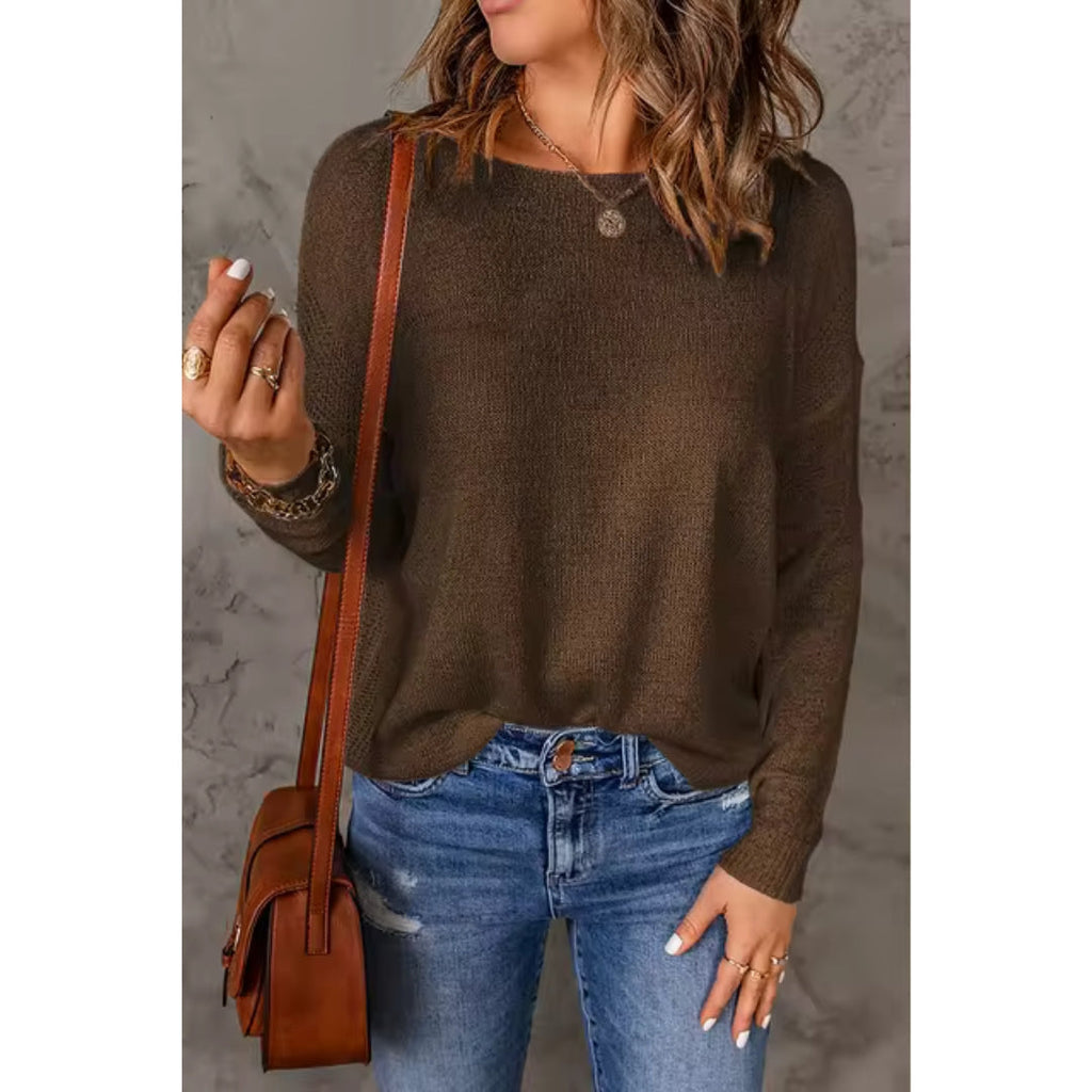 NOUVEAU RICHE Pullover Damen Zeitloser Komfort Weicher Strick Stil Braun