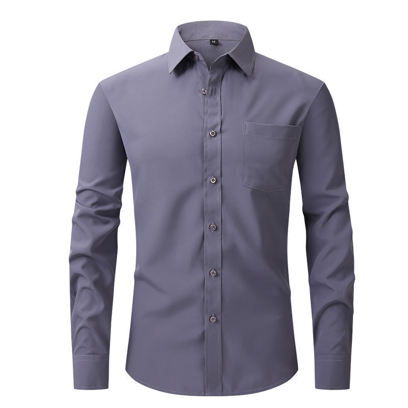 NOUVEAU RICHE Sommerhemd Leichtes Langarm Modern Fit Herren Hellblau W76 Dunkelgrau