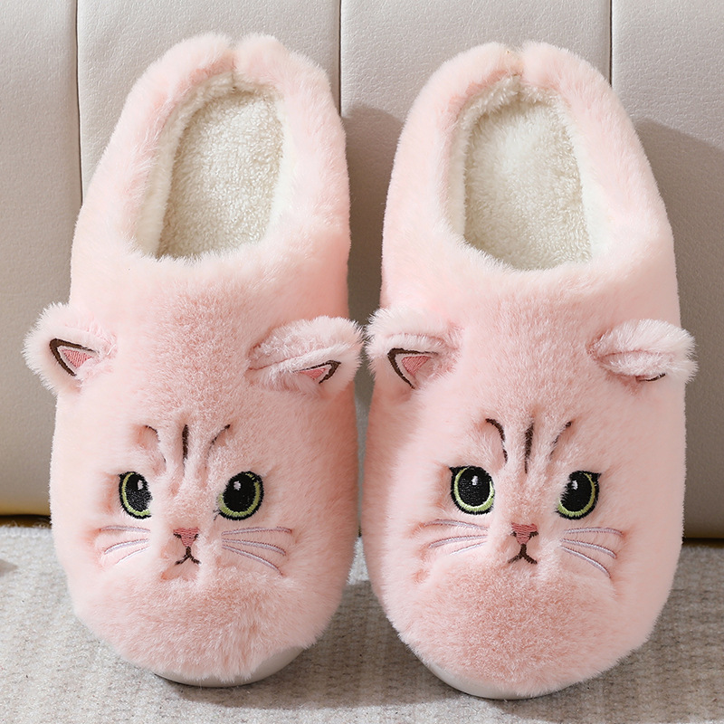 NOUVEAU RICHE Damenpantoffel Kuschelige Katzendesign Innenfutter Wärme Rosa