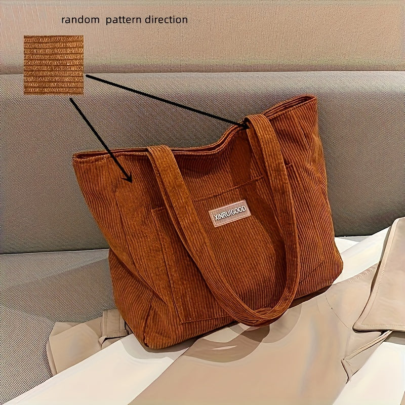 NOUVEAU RICHE Damen Cordstoff Tasche – Stilvolle Tasche für Ordnung und Alltag Braun