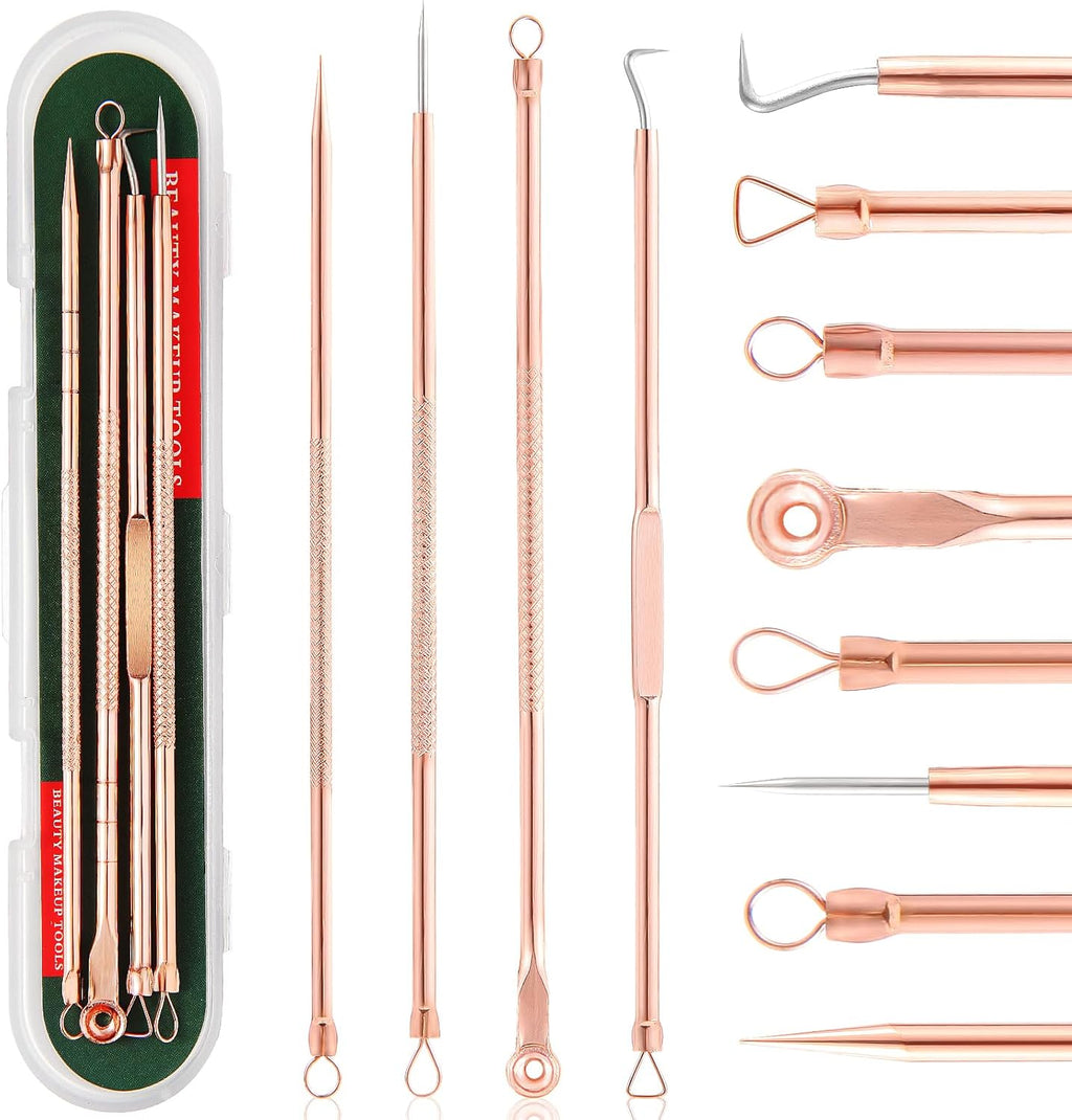 NOUVEAU RICHE Mitesser- und Pickelentferner-Set – Komedonenquetscher Set, Mitesserentferner Werkzeug mit Etui