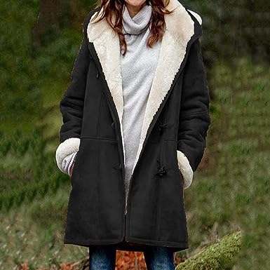 NOUVEAU RICHE Winterjacke Wasserdichte Sherpa Futter Outdoor Stil - Winterjacke - Wintermäntel Damen Schwarz