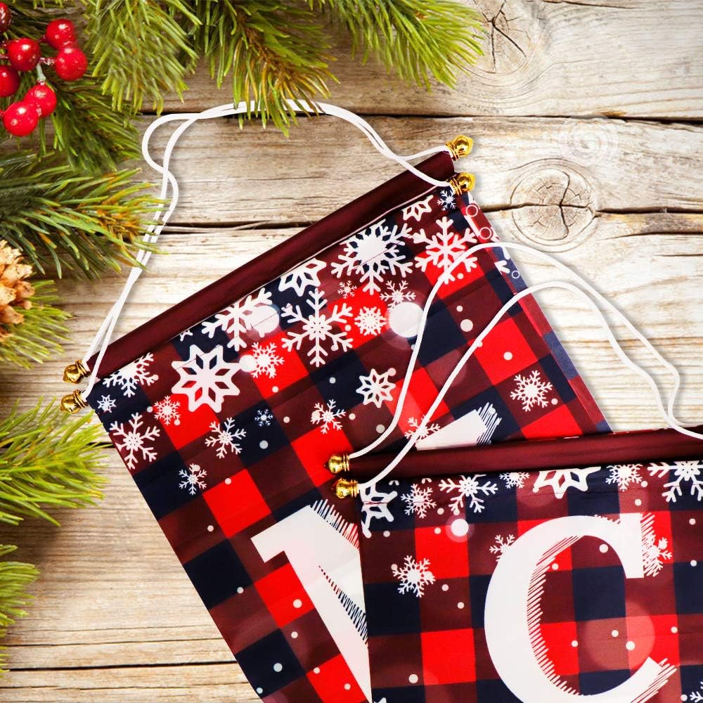 NOUVEAU RICHE Weihnachtstürhänger – Rot-Schwarz Karierter Türschmuck, Rustikale Weihnachtsdeko für Haustür & Kamin – ChristmasPlaid