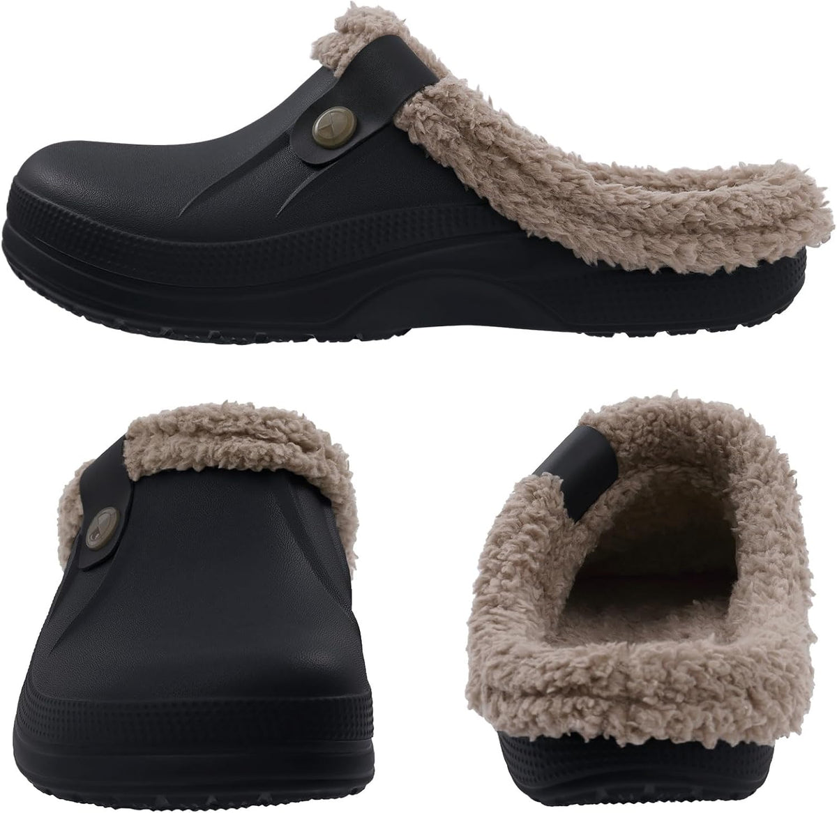 NOUVEAU RICHE Warm gefütterte Clogs – Wasserabweisende Plüsch-Gartenclogs mit Memory-Schaum & rutschfester Sohle – Marmari