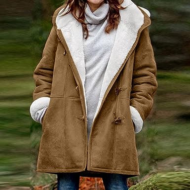 NOUVEAU RICHE Winterjacke Wasserdichte Sherpa Futter Outdoor Stil - Winterjacke - Wintermäntel Damen Braun