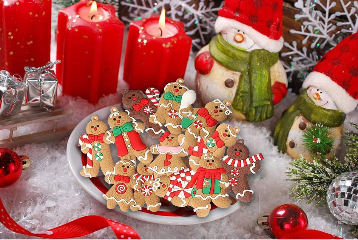 NOUVEAU RICHE Set mit 12 Lebkuchen-Ornamenten – Lebkuchen Christbaumschmuck & Weihnachtsanhänger, Nostalgische Deko – SweetBakes