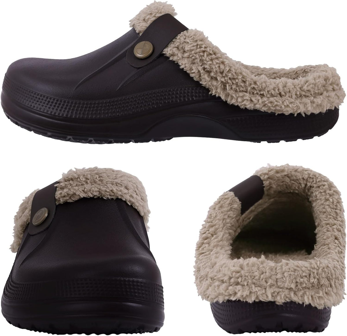 NOUVEAU RICHE Warm gefütterte Clogs – Wasserabweisende Plüsch-Gartenclogs mit Memory-Schaum & rutschfester Sohle – Marmari