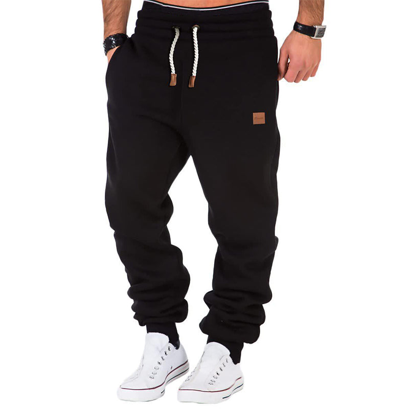 NOUVEAU RICHE Jogginghose Herren Einfarbig Fleece Mit Kordelzug Bequem Schwarz
