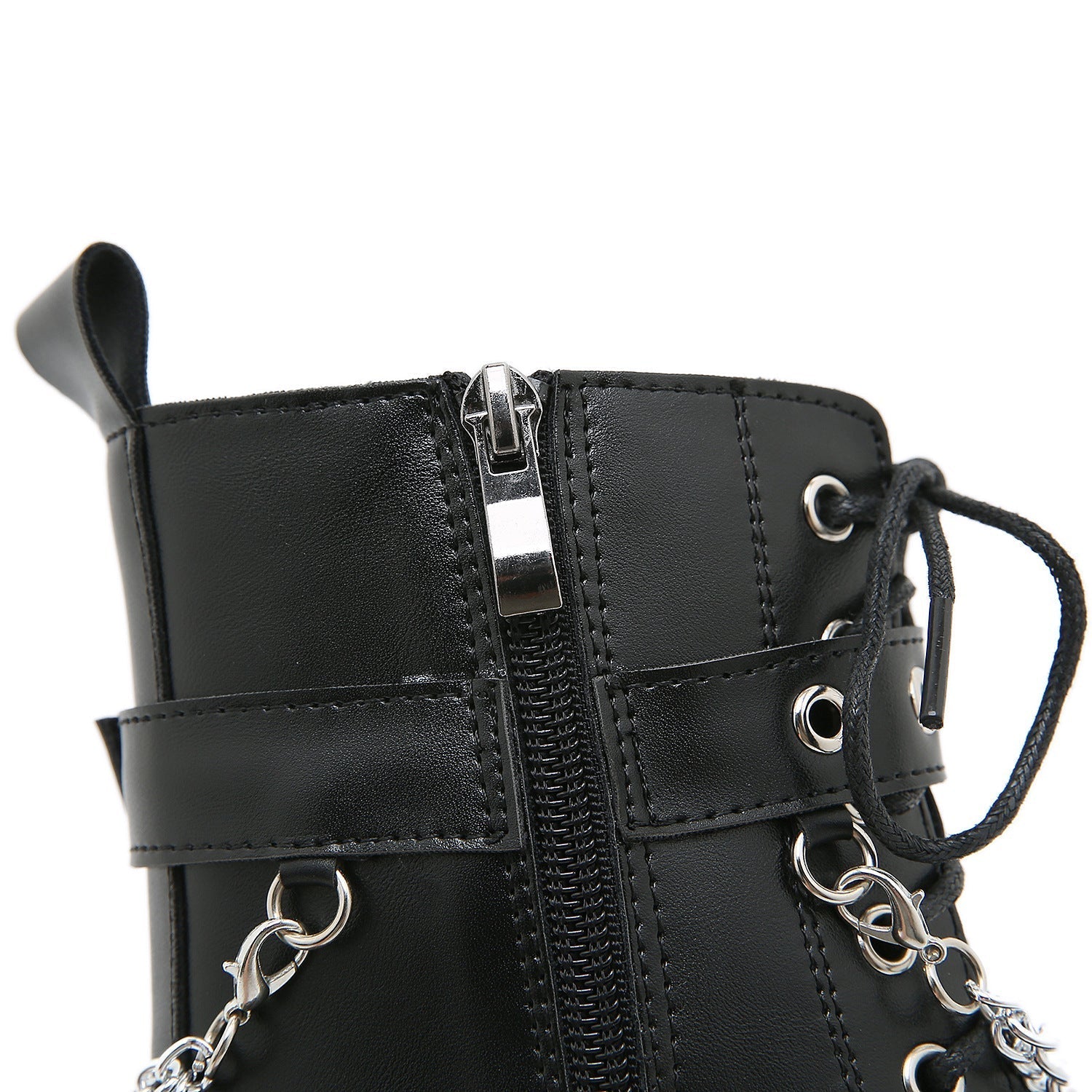 NOUVEAU RICHE Damen Schwarze Stiefel Mit Hohen Absätzen Im Martens-Stil