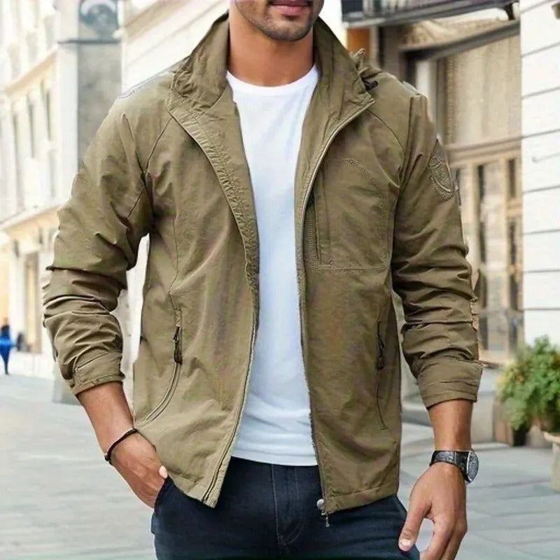 NOUVEAU RICHE Männer Wasserdichte Atmungsaktive Cargo-Jacke Trocken Braun