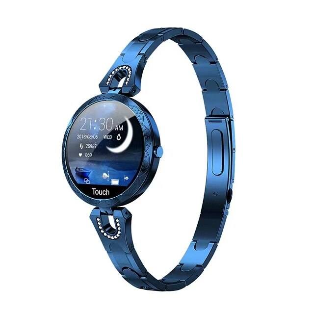 NOUVEAU RICHE Wasserdichte Smartwatch Stilvolle Funktionsuhr Aktivsport Blau