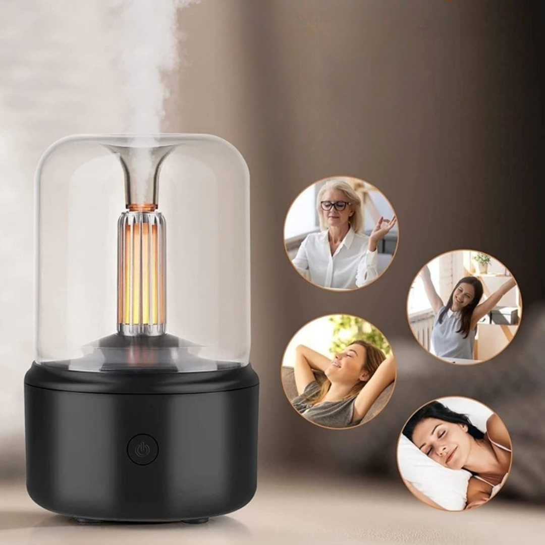 NOUVEAU RICHE Ultraschall-Luftbefeuchter klein 120 ml mit LED-Licht – Aroma-Diffusor, leise, bis 12 Std. Laufzeit – für Schlafzimmer & Schreibtisch