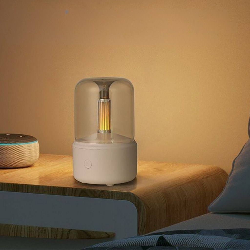 NOUVEAU RICHE Ultraschall-Luftbefeuchter klein 120 ml mit LED-Licht – Aroma-Diffusor, leise, bis 12 Std. Laufzeit – für Schlafzimmer & Schreibtisch Beige