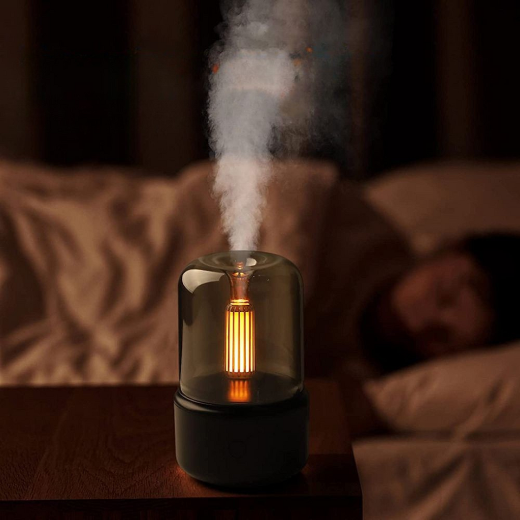 NOUVEAU RICHE Ultraschall-Luftbefeuchter klein 120 ml mit LED-Licht – Aroma-Diffusor, leise, bis 12 Std. Laufzeit – für Schlafzimmer & Schreibtisch