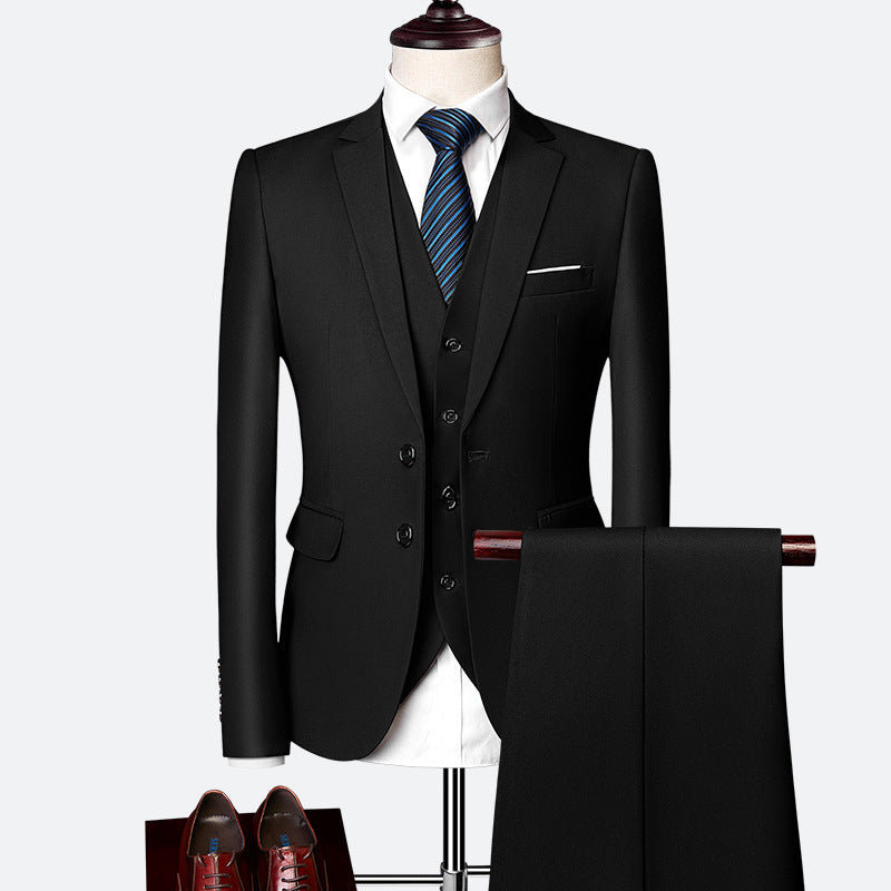 NOUVEAU RICHE Elegantes 3-teiliges Herrenanzug-Set für formelle Anlässe – Hochwertiger Anzug mit Weste und Krawatte Schwarz