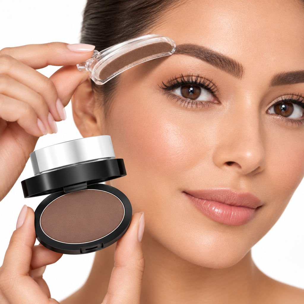NOUVEAU RICHE Augenbrauen-Stempelset mit Puder – Wasserfester Brow Stamp, natürliches Finish, 3 Formen, Grau oder Hellbraun