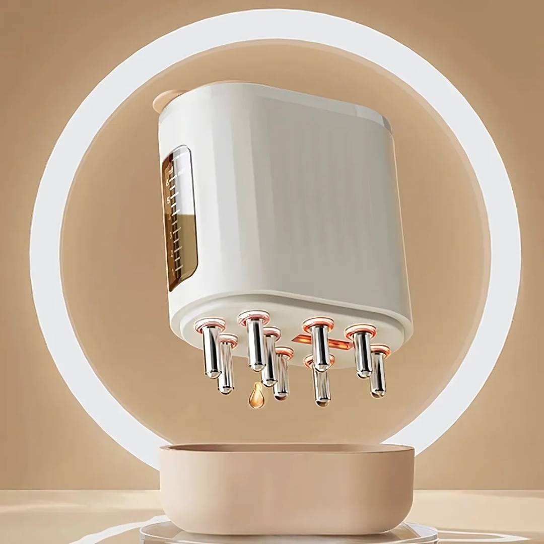 NOUVEAU RICHE Elektrischer Kopfhautmassager – Kopfmassagegerät mit Vibration, Mikrostrom & Rotlicht, Wiederaufladbar – Sensa