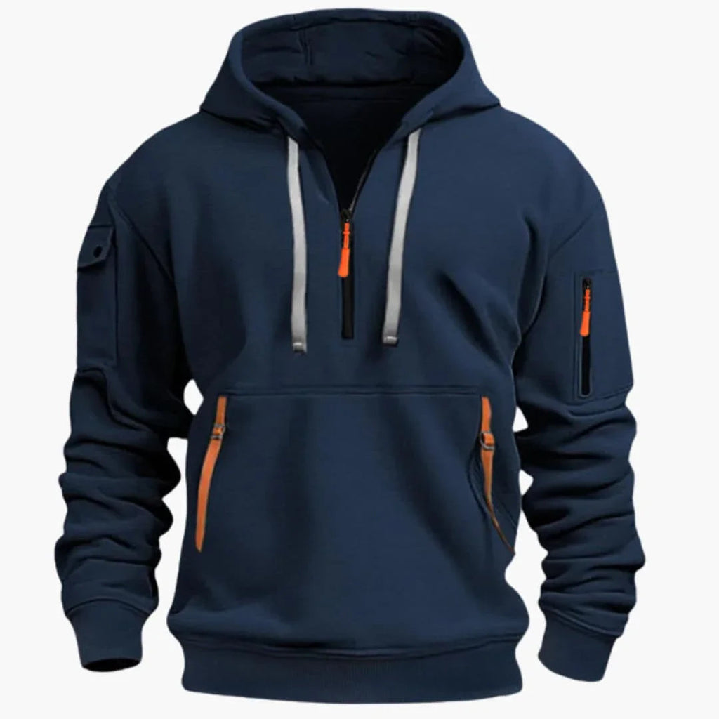 NOUVEAU RICHE Hoodie Für Herren Mit Struktur Und Vielseitige Passform Dunkelblau