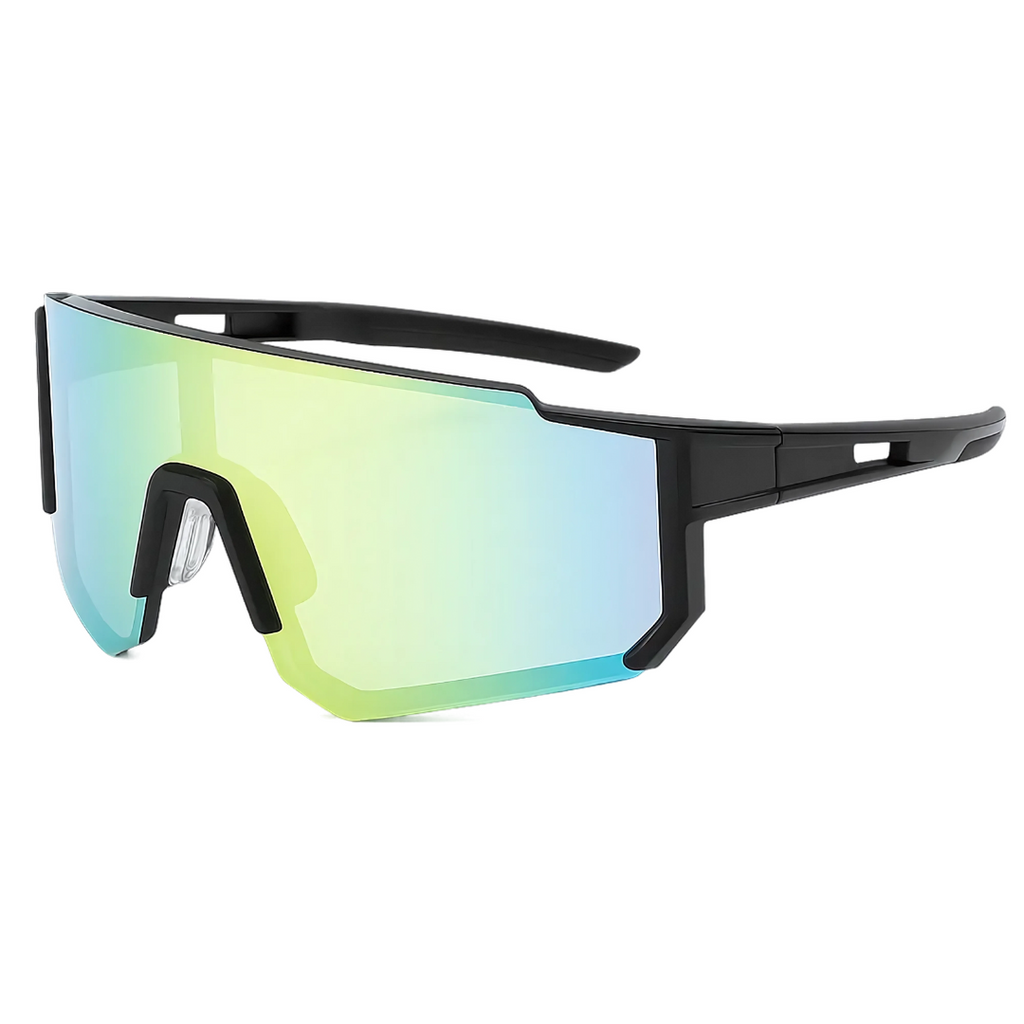 NOUVEAU RICHE Sport-Sonnenbrille Weiß Futuristisches Design Gestell Nacht der Flammen