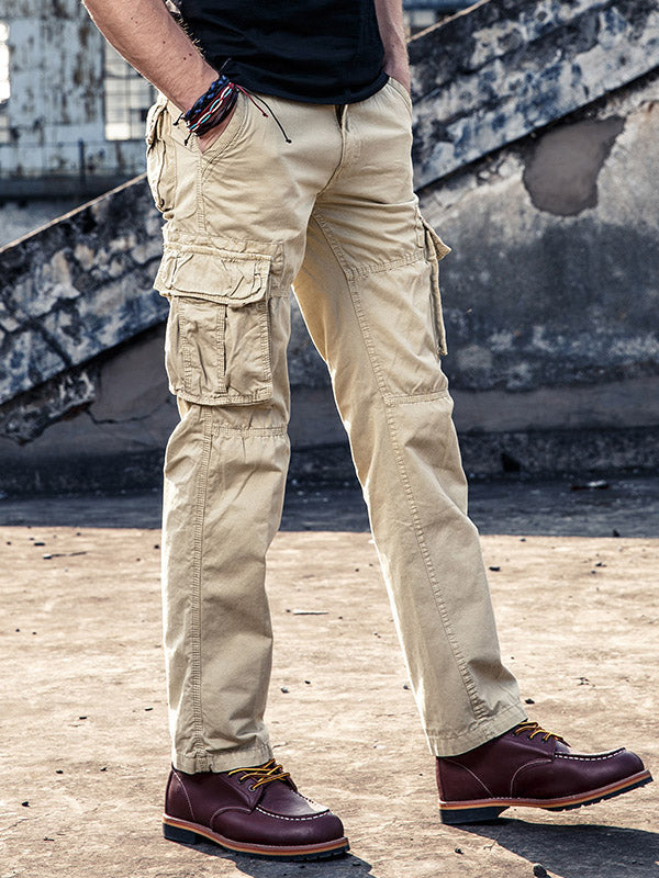 NOUVEAU RICHE Herren Baumwoll Cargo Hosen Für Outdoor Aktivitäten Mit Mehreren Taschen Atmungsaktiv Und Bequem