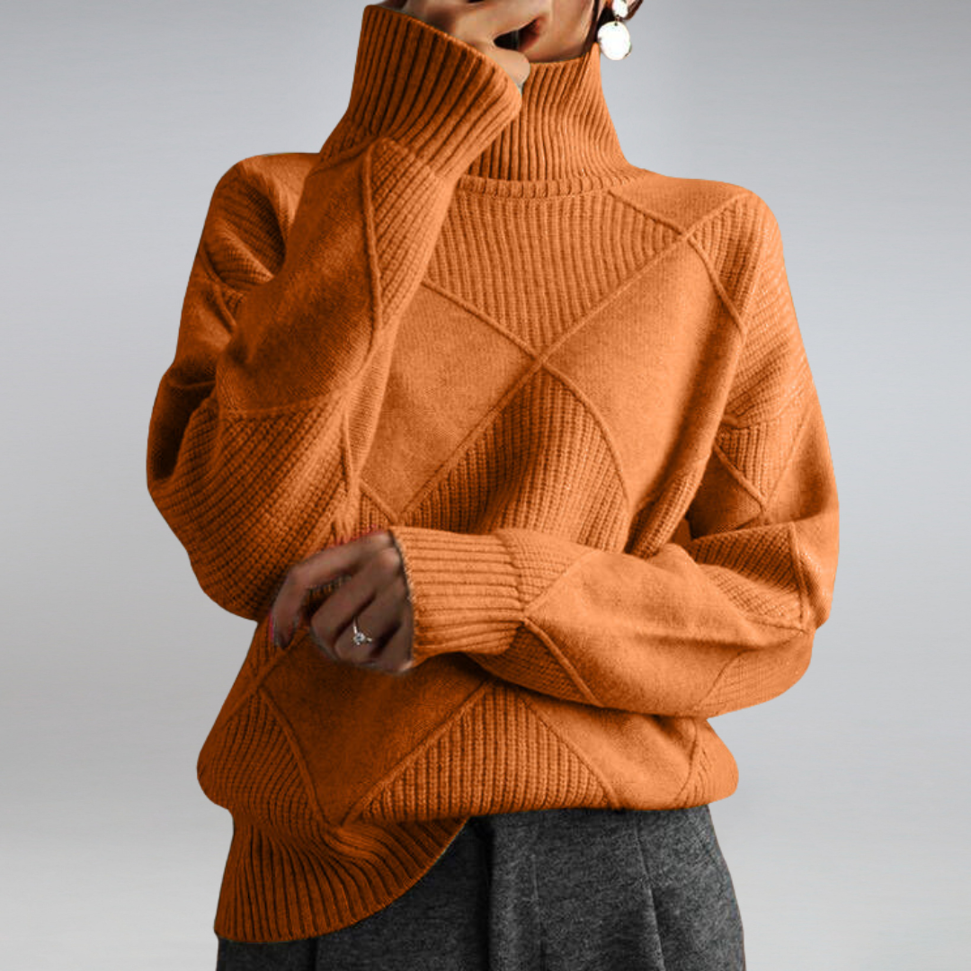 NOUVEAU RICHE Rollkragenpullover Damen Kuschelig Warm Weich Orange