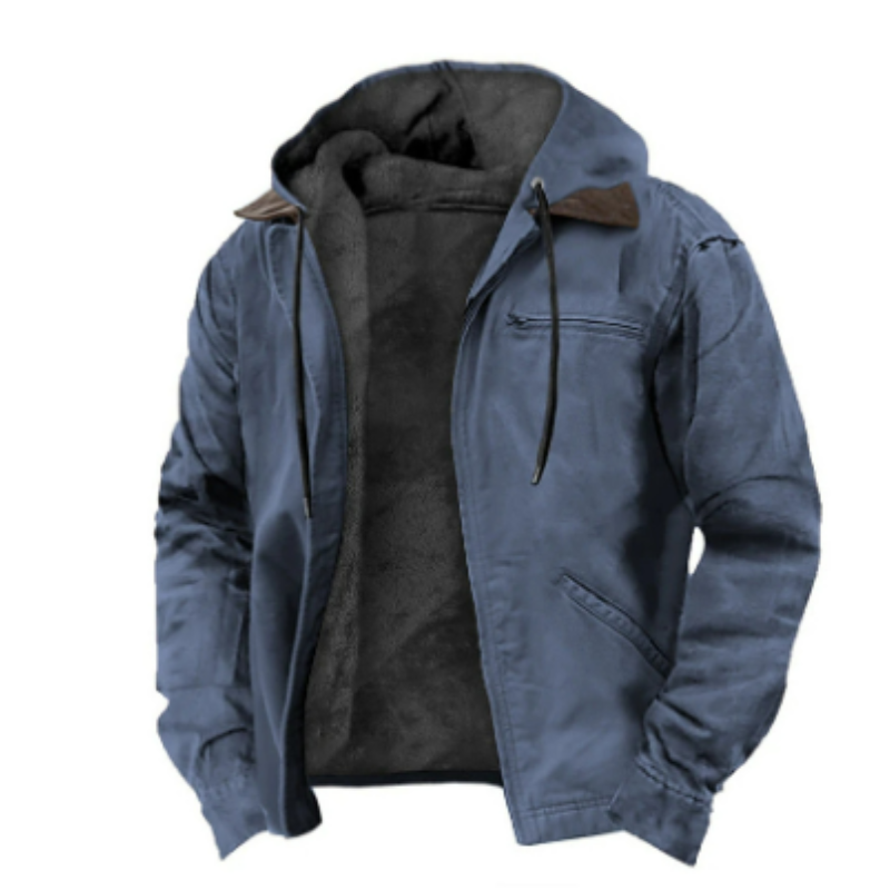 NOUVEAU RICHE Kapuzenjacke Herren Warm Winterjacke Klassisch Alltagslook Hellblau