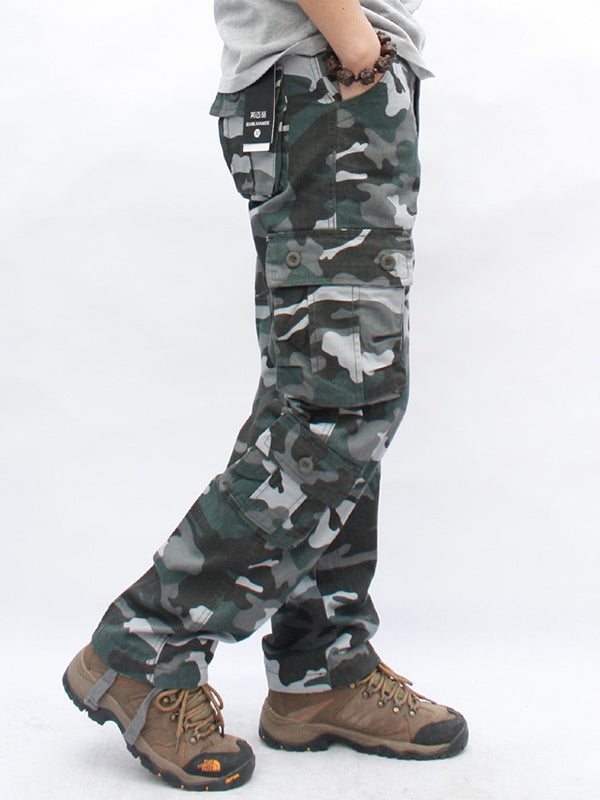 NOUVEAU RICHE Herren Camouflage Militärhose Gerade Schnitt Baumwolle Cargo Pants Mit Seitentaschen Für Komfort Und Stil
