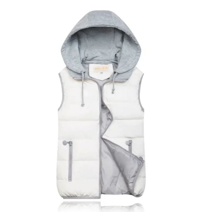 NOUVEAU RICHE Damen Weste – Bequeme Heidi-Stil Kapuzenweste für Frostige Tage Weiß