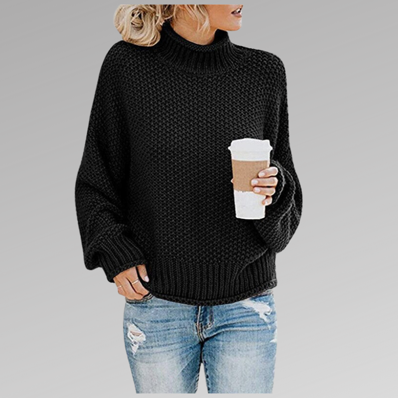 NOUVEAU RICHE Bersh | Damen Lockerer Strickpullover für den Winter Schwarz