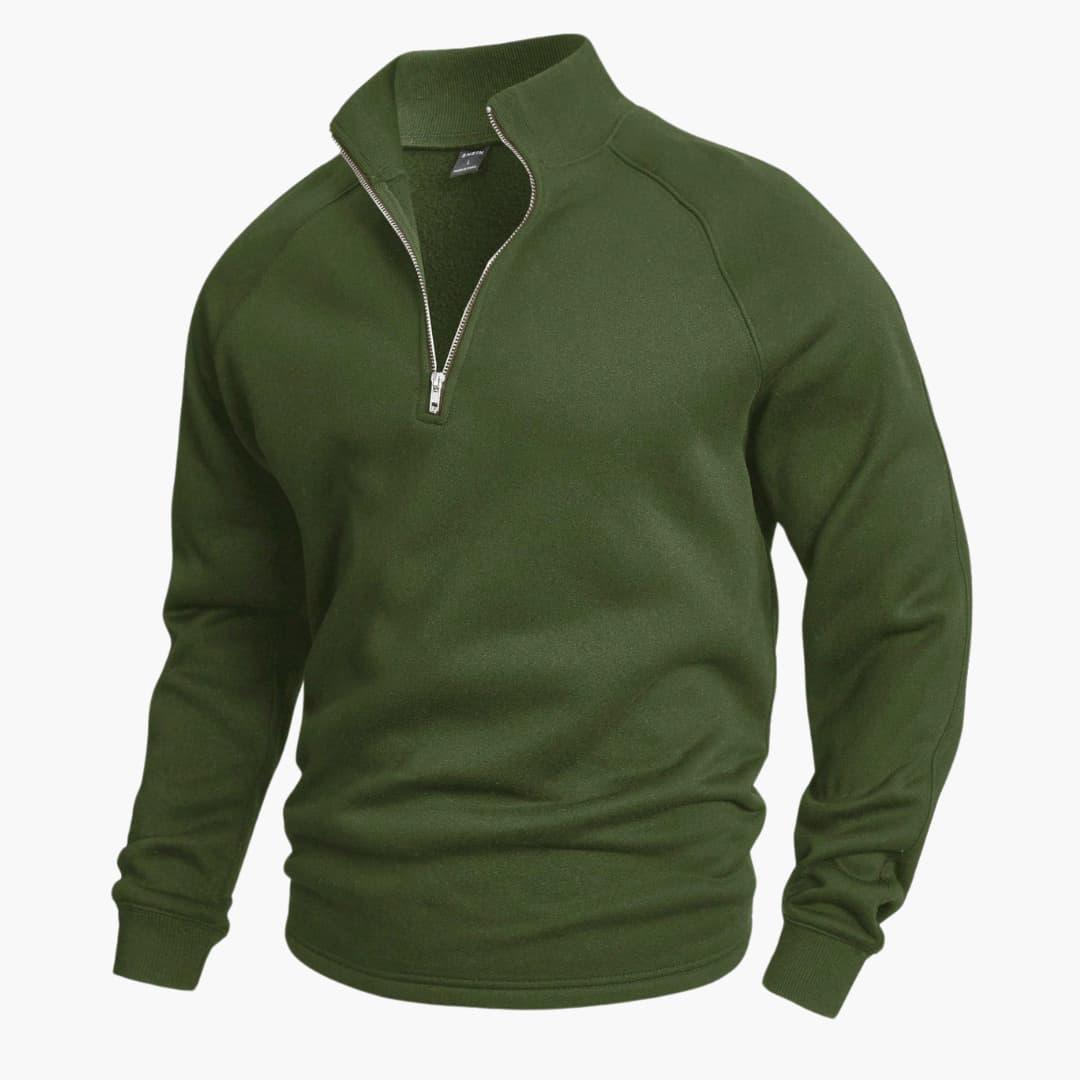 NOUVEAU RICHE Herren Strickpullover Halbreißverschluss Alltagslook Grün