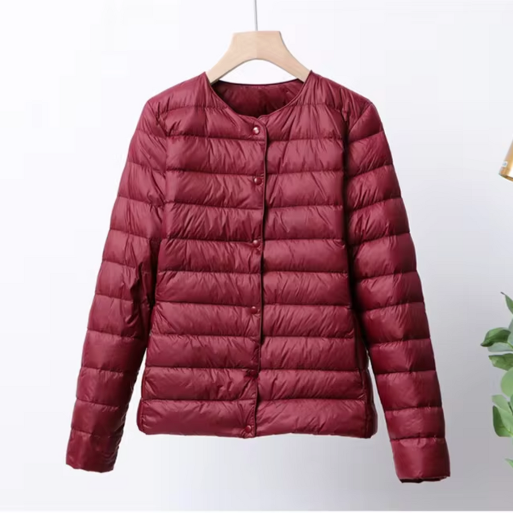 NOUVEAU RICHE Leichte Daunenjacke für Damen - Warm, ultradünn und modisch Rot